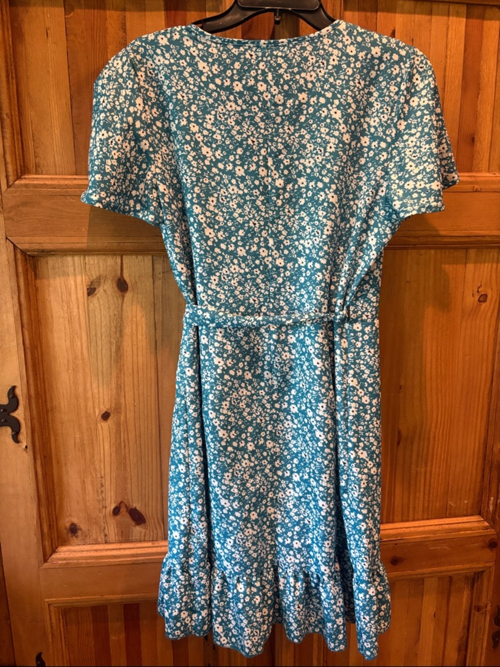 Naggoo Floral Wrap Mini Dress in Teal - Picture 3 of 3